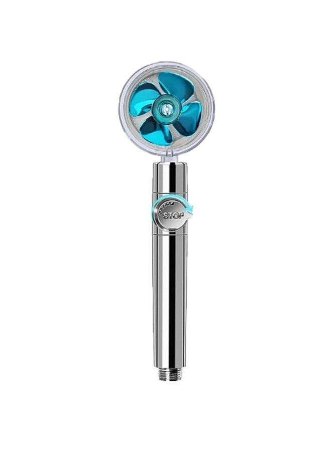 Turbo Shower Head – High‑Pressure Water‑Saving Design – Silver & Blue